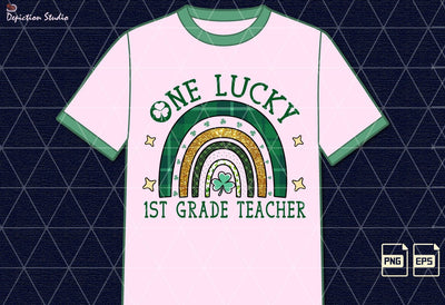 One Lucky 1st Grade Teacher Rainbow PNG, Happy St. Patrick’s Day Rainbow Sublimation Print Template Sublimation Depiction Studio 