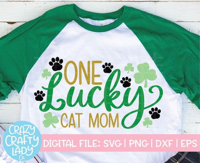 One Lucky Cat Mom | St. Patrick's Day SVG Cut File SVG Crazy Crafty Lady Co. 