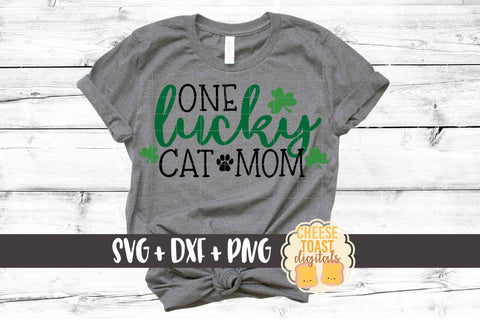 One Lucky Cat Mom - St. Patrick's Day SVG PNG DXF Cut Files SVG Cheese Toast Digitals 