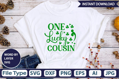 One Lucky Cousin SVG Cut File SVGs,Quotes and Sayings,Food & Drink,On Sale, Print & Cut SVG DesignPlante 503 