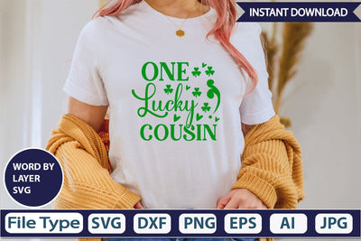 One Lucky Cousin SVG Cut File SVGs,Quotes and Sayings,Food & Drink,On Sale, Print & Cut SVG DesignPlante 503 