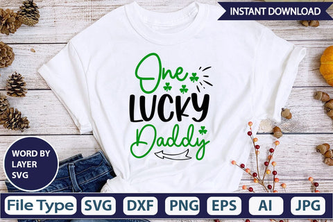 One Lucky Daddy SVG Cut File SVGs,Quotes and Sayings,Food & Drink,On Sale, Print & Cut SVG DesignPlante 503 