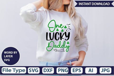 One Lucky Daddy SVG Cut File SVGs,Quotes and Sayings,Food & Drink,On Sale, Print & Cut SVG DesignPlante 503 
