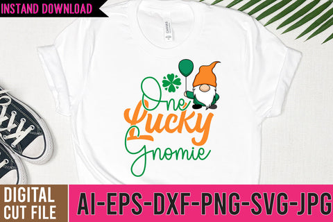 One Lucky Gnuomie SVG Cut File, One Lucky Gnomie SVG Design Quotes SVG BlackCatsMedia 