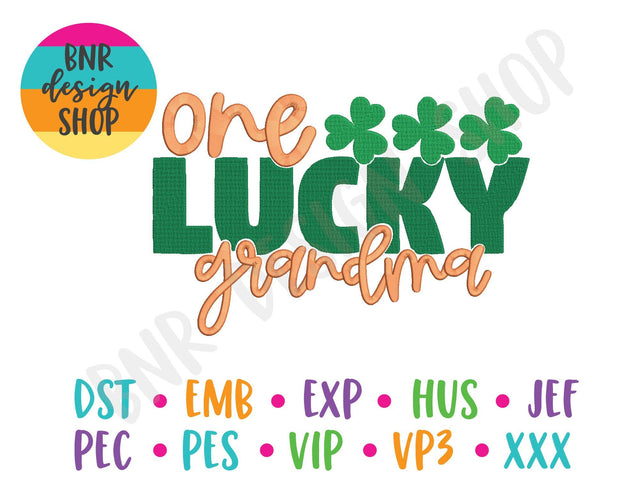 One Lucky Grandma Machine Embroidery Design Embroidery/Applique BNRDesignShop 