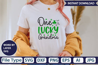 One Lucky Grandma SVG Cut File SVGs,Quotes and Sayings,Food & Drink,On Sale, Print & Cut SVG DesignPlante 503 