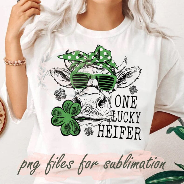 One lucky Heifer PNG file, St. Patrick's Day PNG, St. Patrick's Day Cow, Cow PNG Sublimation PrintingLife 