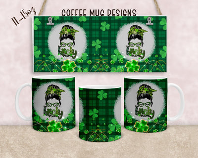 One lucky mama Coffee Mug Design 11oz and 15 oz Mug Sublimation full Wrap Template PNG Instant Download Sublimation StudioDigitalStore 