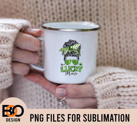 One Lucky Mama St. Patrick's Day PNG, St. Patrick's Day, Mama and Mini, Mom, Shamrock Sublimation Design Downloads Sublimation BOO-design 