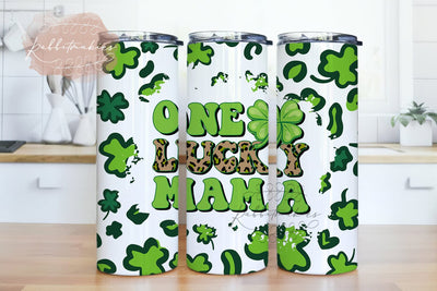 One lucky mama Tumbler 20 oz Skinny, Lucky mom, Tumbler Sublimation Designs, Full Tumbler Wrap, Digital Downloads Png Sublimation Rabbitmakies 