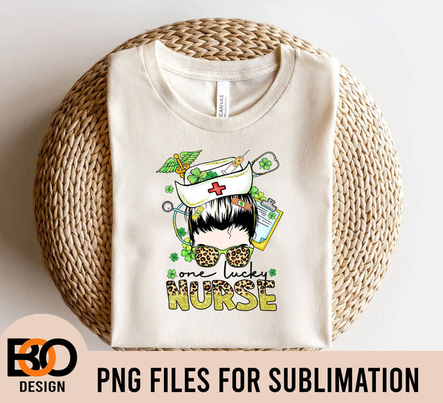 One Lucky Nurse PNG, Happy St. Patrick's Day Nurse PNG, St. Patrick's Day png, Nurse png, Sublimate designs download Sublimation BOO-design 