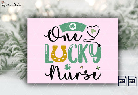 One Lucky Nurse PNG, St. Patrick’s Nurse Sublimation, Patrick’s Nurse Shirt Sublimation, One Lucky Nurse Sublimation Print Template Sublimation Depiction Studio 