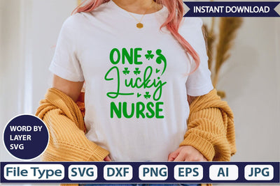 One Lucky Nurse SVG Cut File SVGs,Quotes and Sayings,Food & Drink,On Sale, Print & Cut SVG DesignPlante 503 