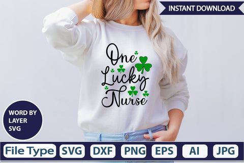One Lucky Nurse SVG Cut File SVGs,Quotes and Sayings,Food & Drink,On Sale, Print & Cut SVG DesignPlante 503 