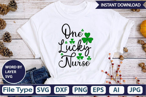 One Lucky Nurse SVG Cut File SVGs,Quotes and Sayings,Food & Drink,On Sale, Print & Cut SVG DesignPlante 503 