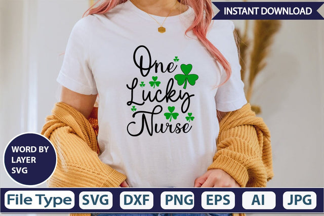 One Lucky Nurse SVG Cut File SVGs,Quotes and Sayings,Food & Drink,On Sale, Print & Cut SVG DesignPlante 503 