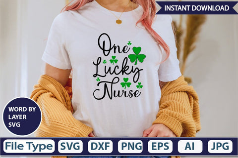 One Lucky Nurse SVG Cut File SVGs,Quotes and Sayings,Food & Drink,On Sale, Print & Cut SVG DesignPlante 503 