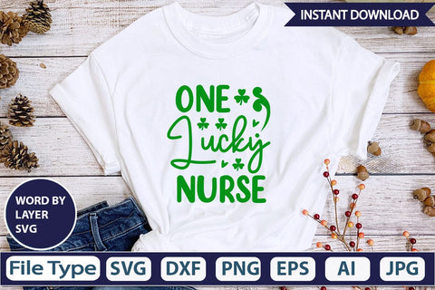 One Lucky Nurse SVG Cut File SVGs,Quotes and Sayings,Food & Drink,On Sale, Print & Cut SVG DesignPlante 503 