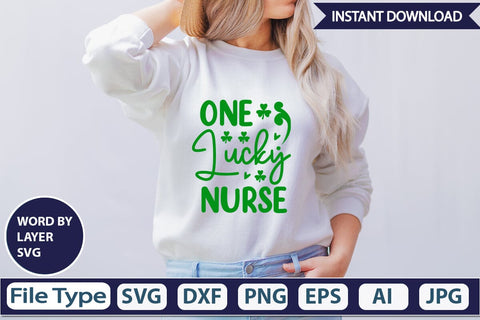 One Lucky Nurse SVG Cut File SVGs,Quotes and Sayings,Food & Drink,On Sale, Print & Cut SVG DesignPlante 503 