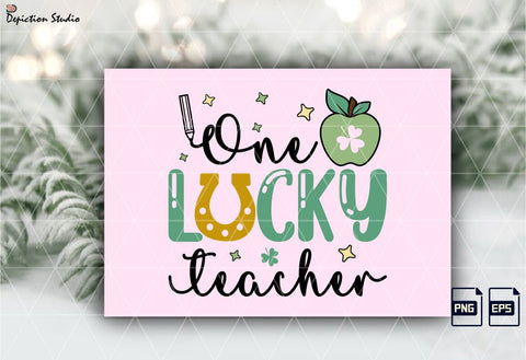 One Lucky Teacher St. Patrick’s Sublimation, Techer PNG, Back To School Kids Shirt, St. Pat Typography Kids Shirt Sublimation Print Template Sublimation Depiction Studio 