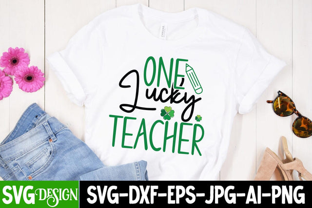 one lucky teacher SVG Cut File,St.Patrick's Sublimation PNG, St.Patrick's Flag SVG Cut File, St.Patrick's Clipart PNG SVG BlackCatsMedia 