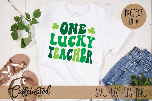One Lucky Teacher SVG Retro SVG Caffeinated SVGs 