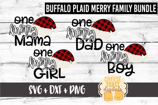 One Merry Family Bundle - Buffalo Plaid Santa Hat - Christmas SVG Files SVG Cheese Toast Digitals