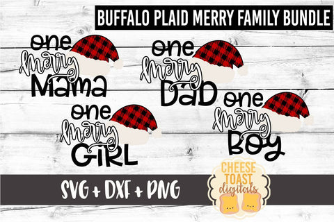 One Merry Family Bundle - Buffalo Plaid Santa Hat - Christmas SVG Files SVG Cheese Toast Digitals 