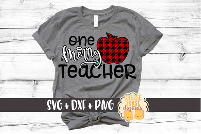 One Merry Teacher - Buffalo Plaid Apple - Christmas SVG Files SVG Cheese Toast Digitals 