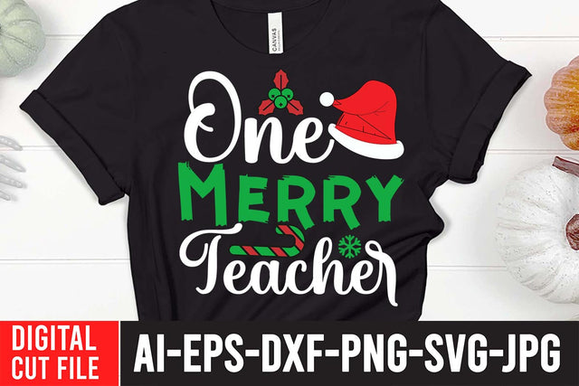 One Merry Teacher SVG Cut File SVG BlackCatsMedia 