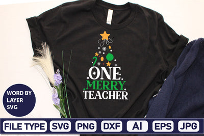 One Merry Teacher SVG Cut File SVGs,Quotes and Sayings,Food & Drink,On Sale, Print & Cut SVG DesignPlante 503 