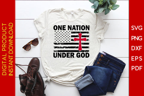 One Nation Under God USA Flag Patriot SVG PNG PDF Cut File SVG Creativedesigntee 