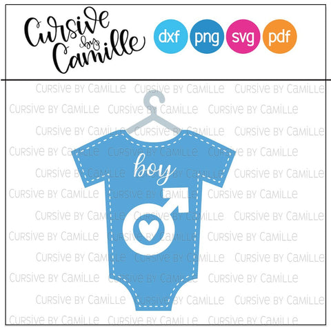 One Piece Baby Suit Boy Cut File SVG Cursive by Camille 