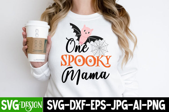 One Spooky mama SVG Cut File ,One Spooky mama Sublimation PNG, Halloween SVG bundle, Halloween Quotes SVG ,Halloween SVG Sublimation Design, Trick or Treat SVG SVG BlackCatsMedia 