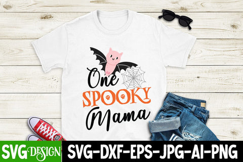 One Spooky mama SVG Cut File ,One Spooky mama Sublimation PNG, Halloween SVG bundle, Halloween Quotes SVG ,Halloween SVG Sublimation Design, Trick or Treat SVG SVG BlackCatsMedia 