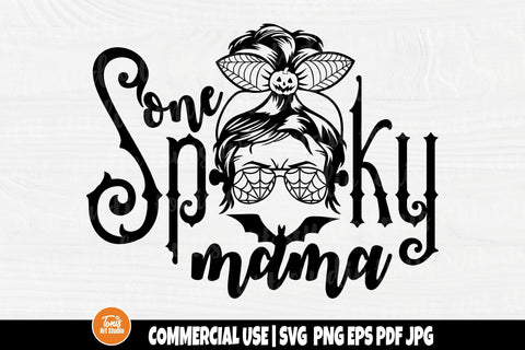 One Spooky Mama SVG File - Halloween Mom Svg - Messy Bun Hair Svg - Spooky Mom - Cricut - Silhouette Cut File SVG TonisArtStudio 