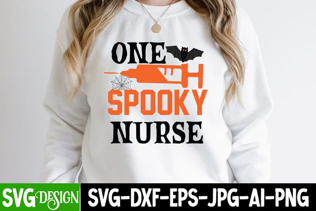 One Spooky Nurse SVG Cut File, One Spooky Nurse SVG Design, One Spooky Nurse SVG Quotes SVG BlackCatsMedia 