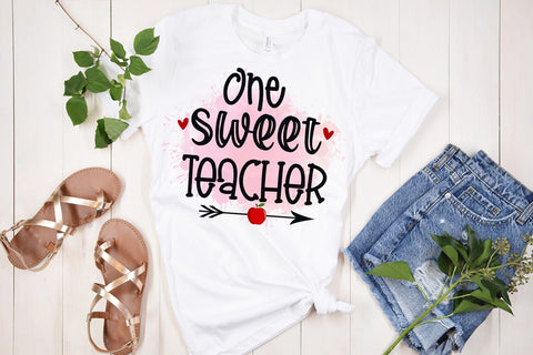 One Sweet Teacher -Teacher Valentines Day Sublimation PNG Sublimation Happy Printables Club 