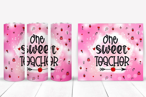 One Sweet Teacher -Valentines Teacher Tumbler Sublimation Sublimation Happy Printables Club 