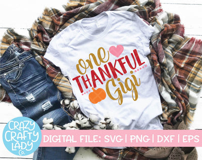 One Thankful Gigi | Thanksgiving SVG Cut File SVG Crazy Crafty Lady Co. 