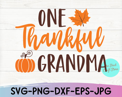 One Thankful Grandma Fall SVG - Thanksgiving SVG SVG She Shed Craft Store 