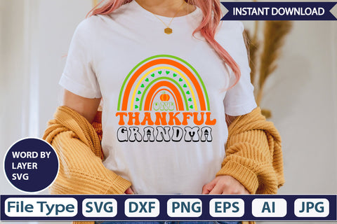 One Thankful Grandma SVG Cut File SVGs,Quotes and Sayings,Food & Drink,On Sale, Print & Cut SVG DesignPlante 503 