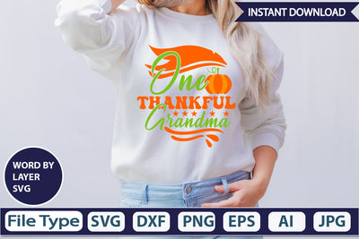 One Thankful Grandma SVG Cut File SVGs,Quotes and Sayings,Food & Drink,On Sale, Print & Cut SVG DesignPlante 503 