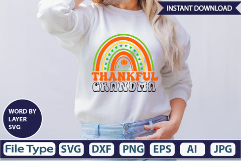 One Thankful Grandma SVG Cut File SVGs,Quotes and Sayings,Food & Drink,On Sale, Print & Cut SVG DesignPlante 503 