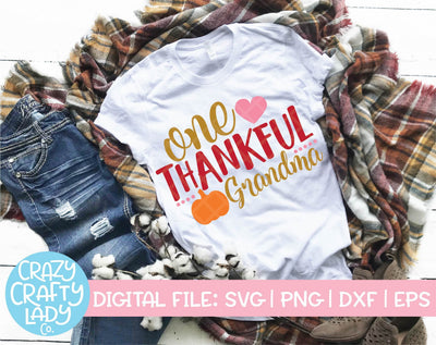 One Thankful Grandma | Thanksgiving SVG Cut File SVG Crazy Crafty Lady Co. 