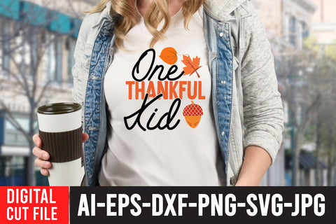 One Thankful Kid SVG Cut File SVG BlackCatsMedia 