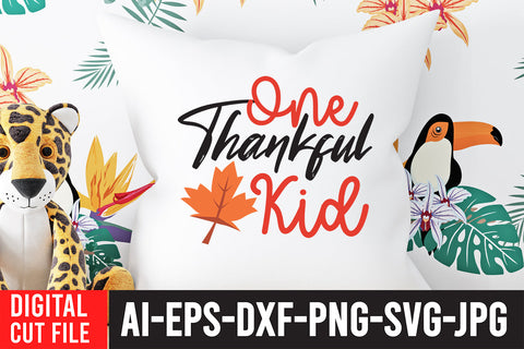 One Thankful Kid SVG Cut File SVG BlackCatsMedia 