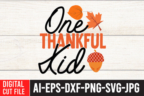 One Thankful Kid SVG Cut File SVG BlackCatsMedia 