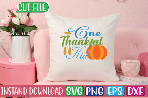 One Thankful Kid SVG Cut File SVGs, Quotes and Sayings, Food & Drink, Holiday,On Sale, SVG Studio Innate 