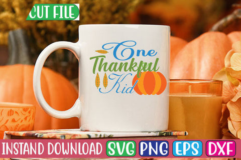 One Thankful Kid SVG Cut File SVGs, Quotes and Sayings, Food & Drink, Holiday,On Sale, SVG Studio Innate 